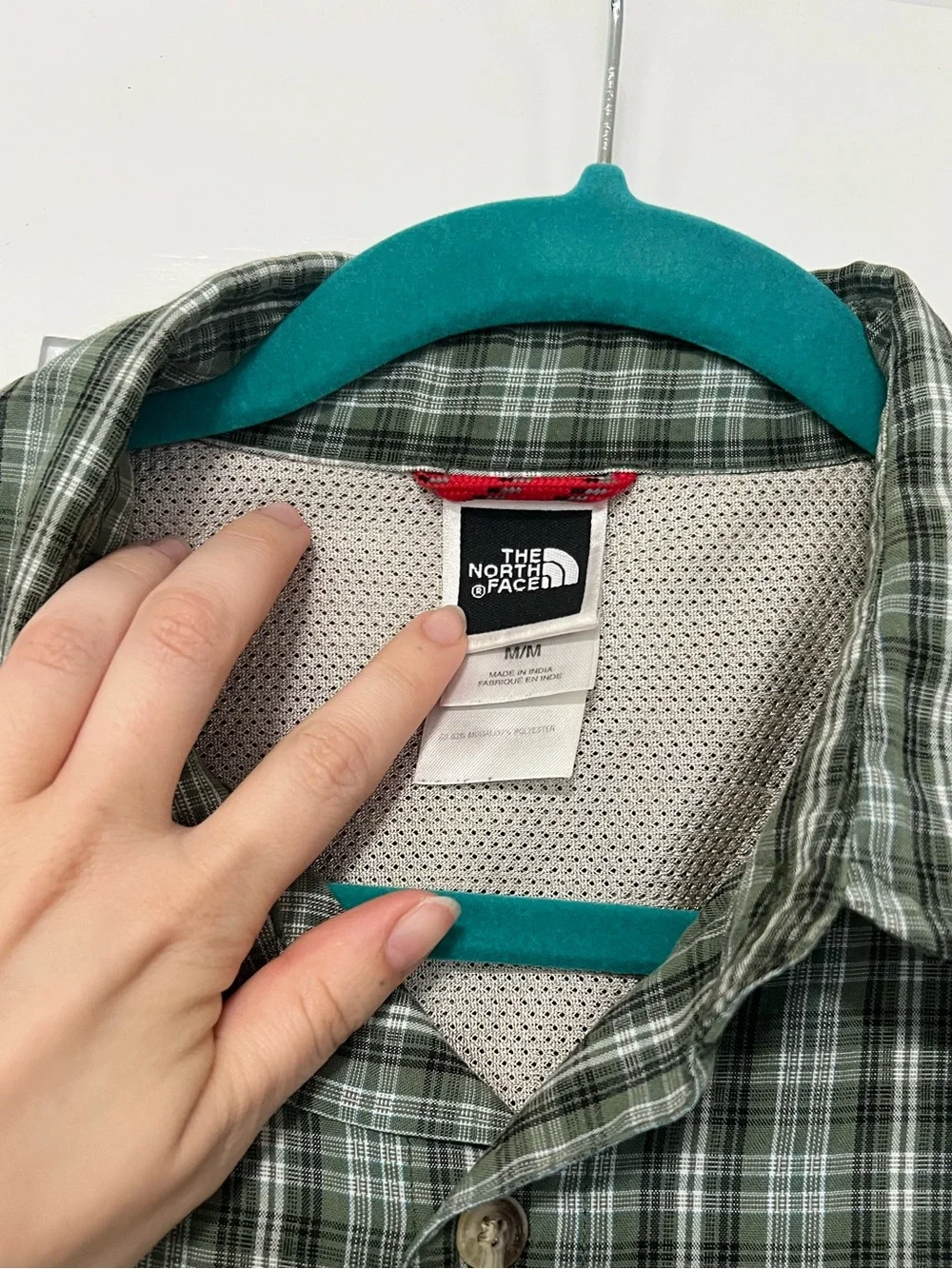 The North Face Green Plaid Short Sleeve Button Down Shirt